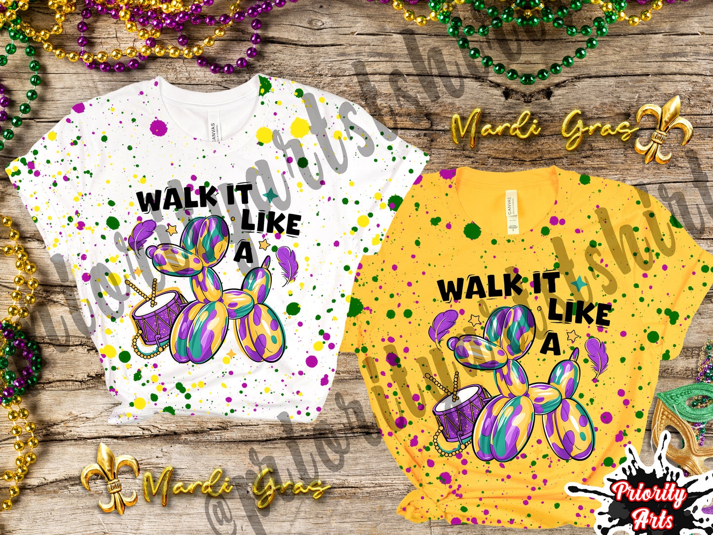 Mardi Gras Street Sign Splatter Shirt
