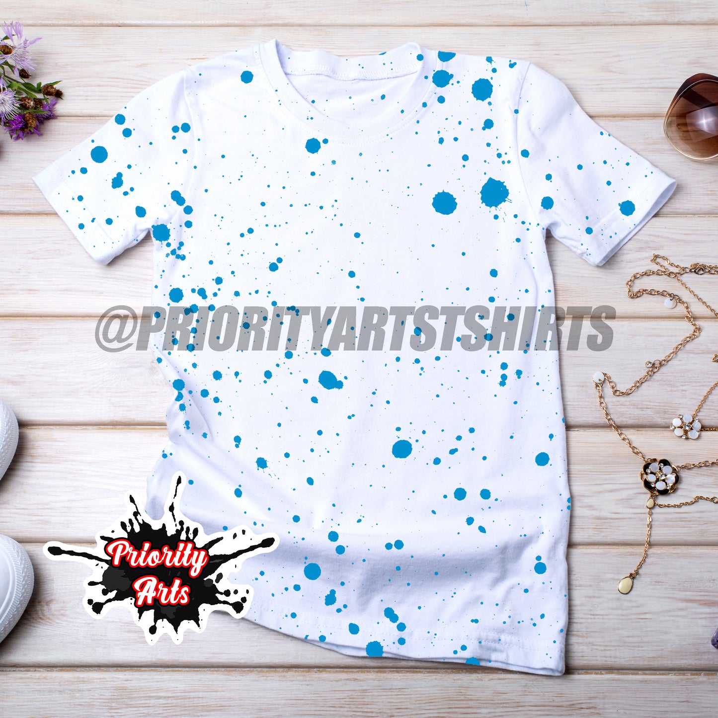 BLUE SPLATTER PAINT T-SHIRT BLANK