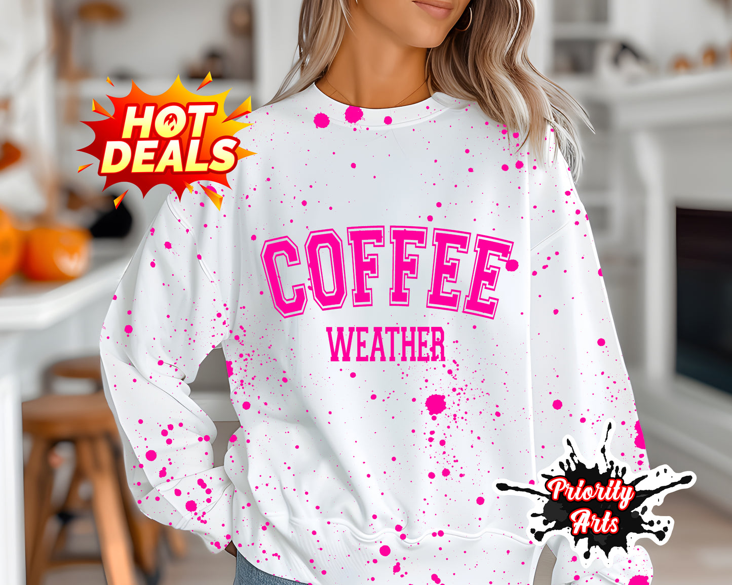 Pink Coffee Weather Crewneck