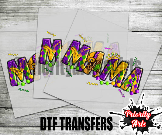 MARDI GRAS THEME MAMA DTF TRANSFER