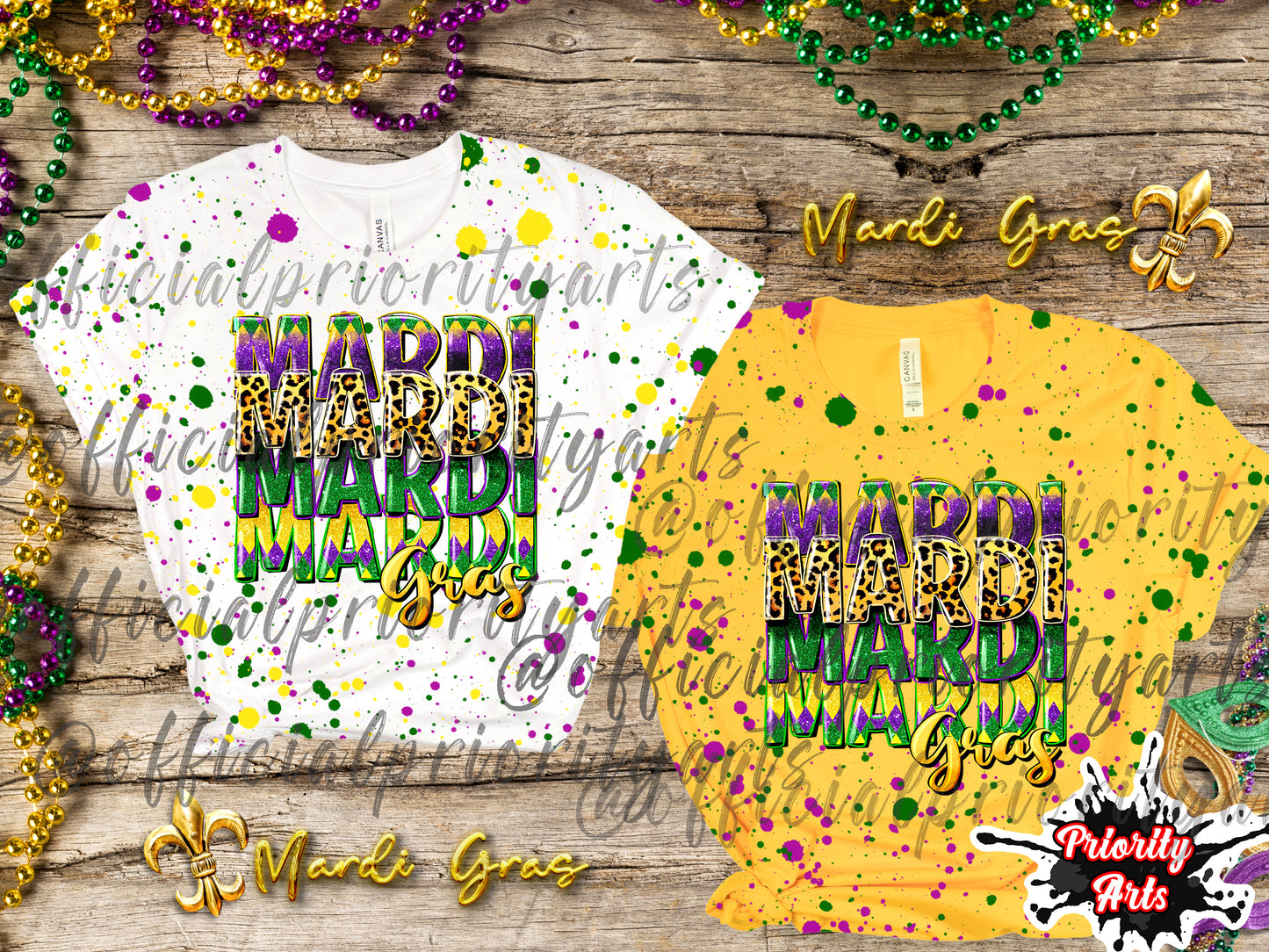 Mardi, Mardi Gras Splatter Shirt