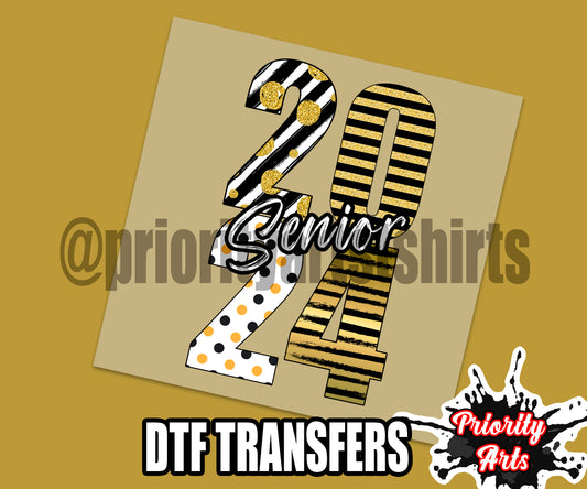Black & Gold Senior Dtf Transfers