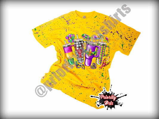 Mardi Gras Tumbler Cup Splatter Shirt