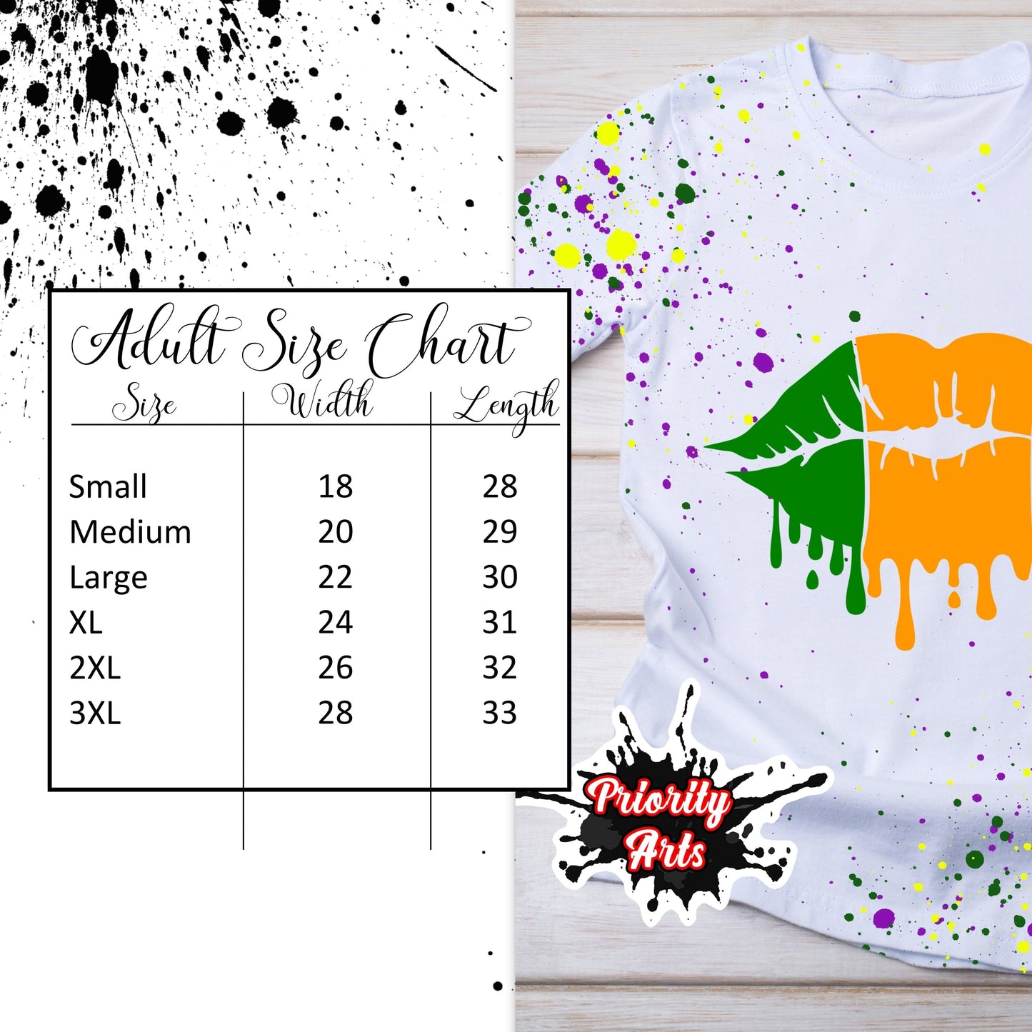 Happy Mardi Gras Messy Hair Bun Splatter Shirt