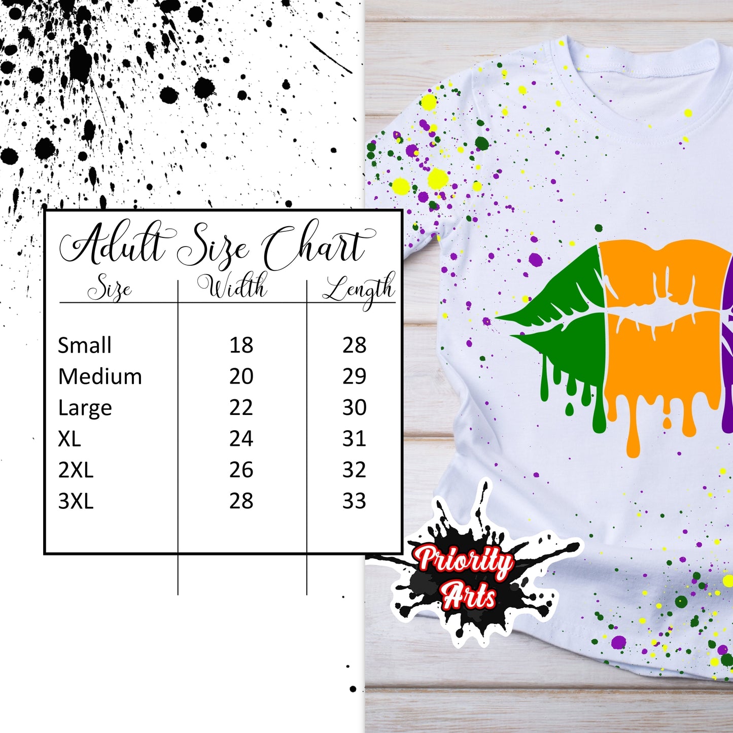 Mardi Gras Splatter blank shirts