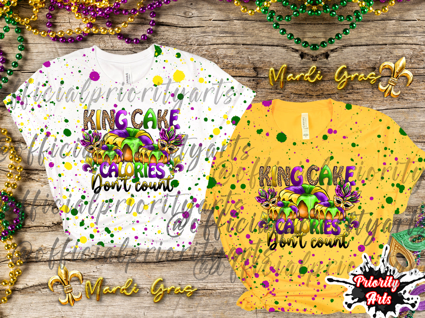 King Cake Mardi Gras Splatter Shirt