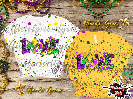 Love Mardi Gras Splatter Shirt