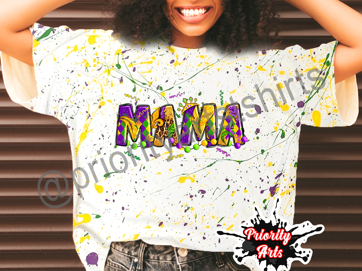 Mama Mardi Gras Splatter Shirt