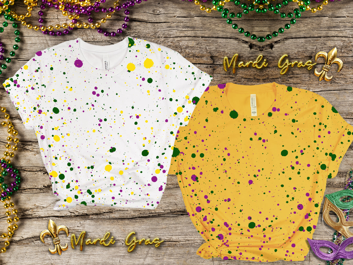 Mardi Gras Splatter blank shirts