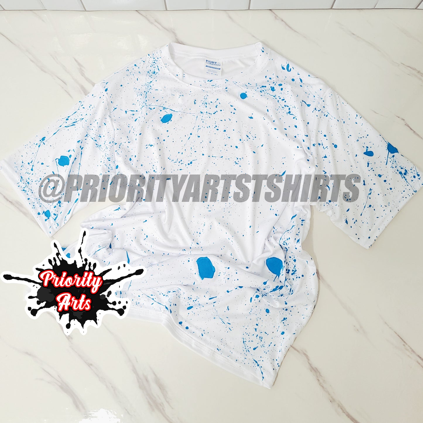 BLUE SPLATTER PAINT T-SHIRT BLANK