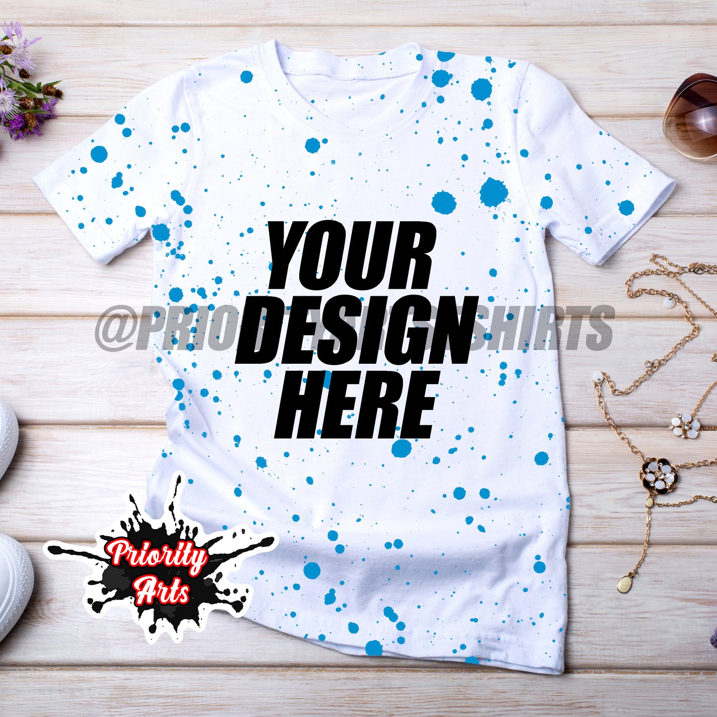 BLUE SPLATTER PAINT T-SHIRT BLANK