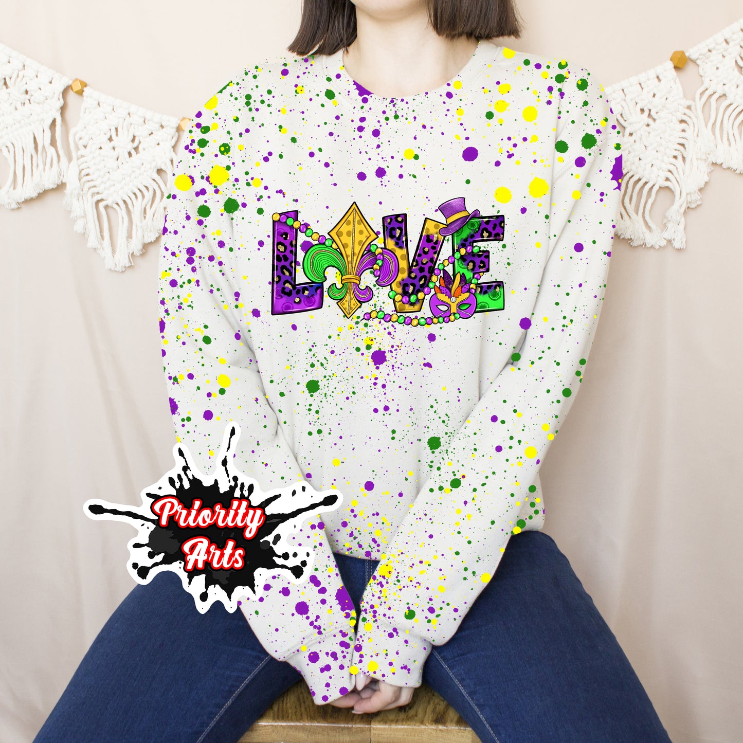 MARDI GRAS LOVE CREWNECK