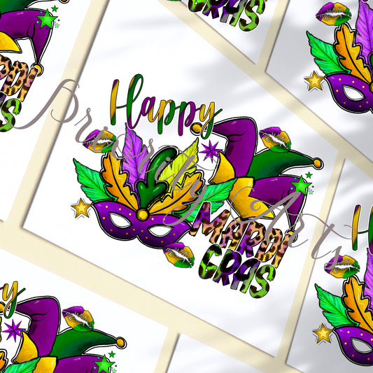 HAPPY MARDI GRAS SUBLIMATION TRANSFER